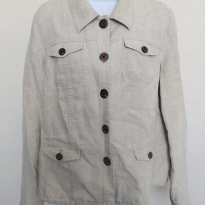 Charter Club Women’s 100% Linen Jacket Blazer – Size L Lightweight